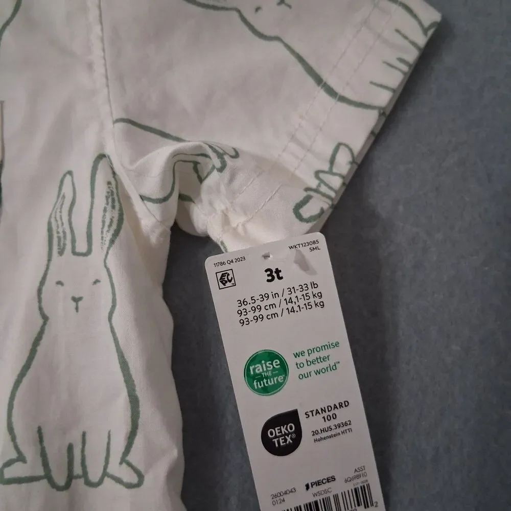Carters Boys Easter Shirt Button Up Size 3T Bunny Rabbits Spring Festival Party